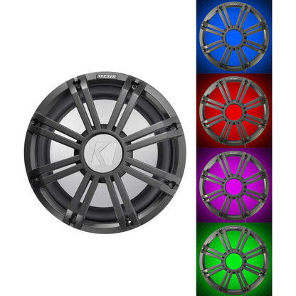 45KM122 12" Marine Subwoofer & Charcoal LED Grille Bundle