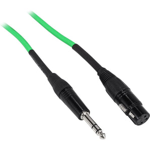 Rockville RCXFB25G 25' Female REAN XLR to 1/4'' TRS Cable Green 100% Copper