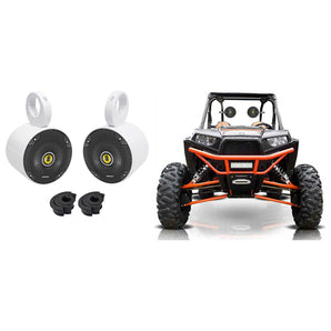 Pair Kicker 5.25" 450w White Metal Tower Speakers For Polaris RZR/ATV/UTV/Cart