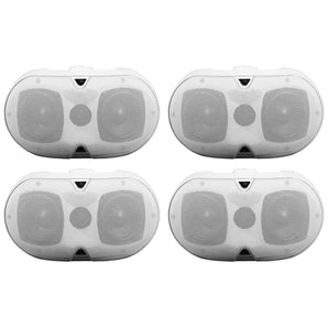 (4) Rockville D4-8 White Dual 4" Wall Mount Swivel Outdoor Home Patio Speakers