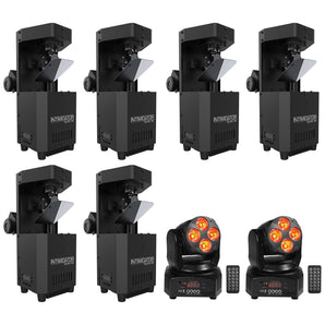 (6) Chauvet Intimidator Scan 110 Compact Scanner Effect Lights+(2) Moving Heads