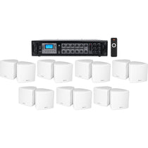 Commercial 6-Zone Bluetooth Amp+14 3.5" White Cube Restaurant Speakers