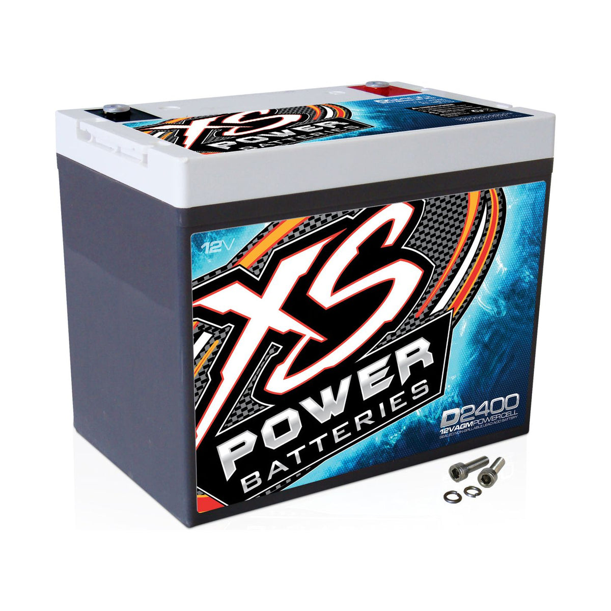 XS Power D2400 3500 Amp AGM Power Cell Car Audio Battery + Terminal Hardware