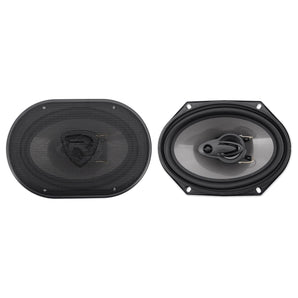 (4) Rockville RV68.3A 6x8" 1800w 3-Way Car Speakers+4-Channel Amplifier+Amp Kit