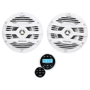 (2) Kenwood KFC-1653MRW 6.5" 600w Marine Boat Speakers+Bluetooth Gauge Receiver