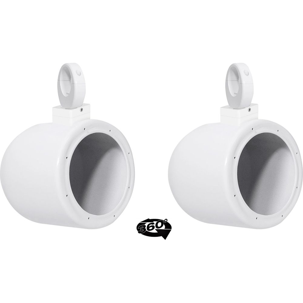 MAC65W White 6.5" Tower Speaker Pods 2-Pack + MAC360W Swivel Clamps Bundle