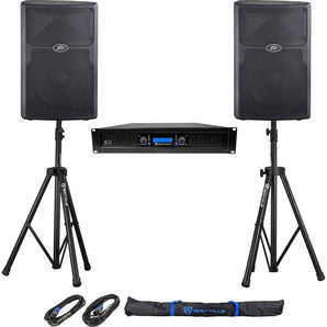 (2) Peavey PVX 10 800 Watt 10" PA DJ Speaker Monitor+Amplifier+Stands+Cables