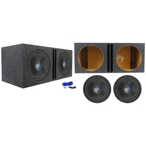 (2) Rockville K5 W15K5S2 15" 2000 Watt Car Subwoofers+Vented Sub Box Enclosure