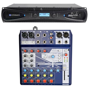 Crown Pro XLS2502 XLS 2502 2400w DJ/PA Power Amplifier w/ DSP+Soundcraft Mixer