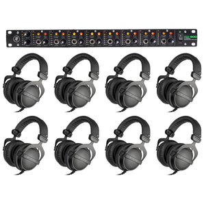 (8) Beyerdynamic DT-770-PRO-32 Studio Tracking Headphones+Mackie Headphone Amp