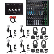 4-Person Podcast Recording Kit with ProFX12v3 Mixer and Desk Stands