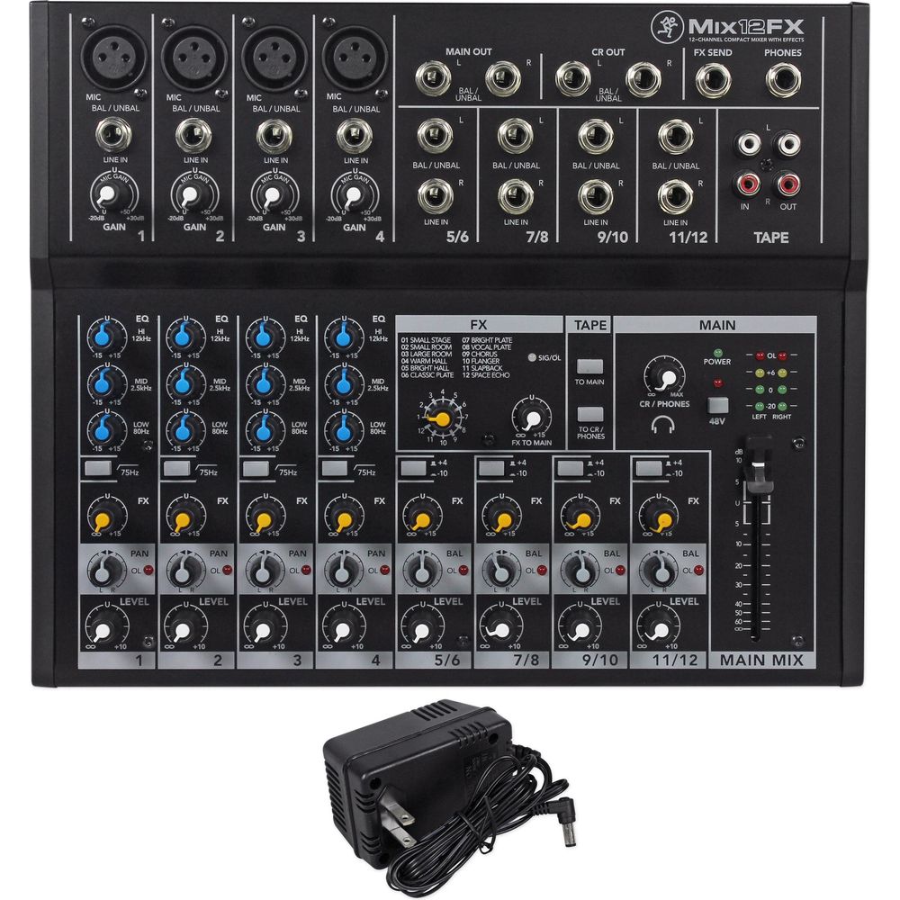 Mackie Mix12FX 12-Channel Compact Mixer w/ Effects+ Backpack Carry Cas ...