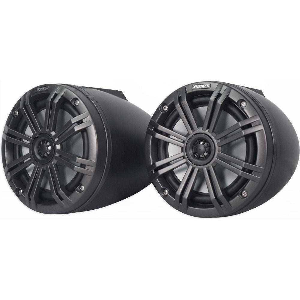 (2) KICKER 46KMFC8 300w 8" Marine LED Speakers in Surface Mount Pods 46KMFC8