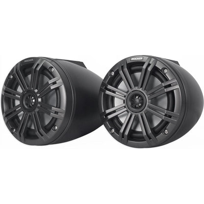 (2) KICKER 46KMFC8 300w 8" Marine LED Speakers in Surface Mount Pods 46KMFC8