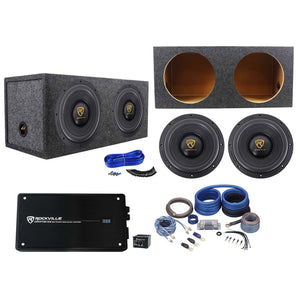 (2) Rockville W10K9D4 10" 6400w Subwoofers+Sealed Sub Box+Mono Amplifier+Amp Kit