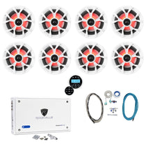 RKL65MBW 6.5" LED 8-Pack + Marine Receiver + 8-Channel Amp Bundle