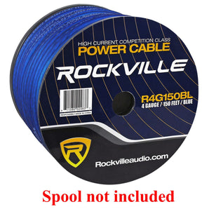 Rockville R4G150-Blue 4 AWG Gauge 22 Ft Car Amp Power/Ground Installation Wire