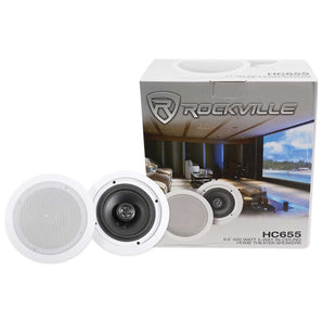 (8) Rockville HC655 6.5" 500 Watt In-Ceiling Home Theater Speakers 8 Ohm