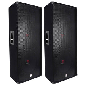 (2) Rockville RSG15.24 Dual 15” 3000 Watt 3-Way 4-Ohm Passive DJ / PA Speaker