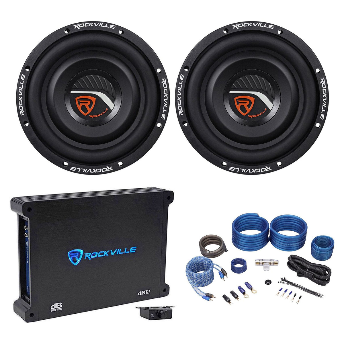 W8T4‑S4 8" Shallow Subwoofers 2-Pack + dB12 Amplifier Bundle