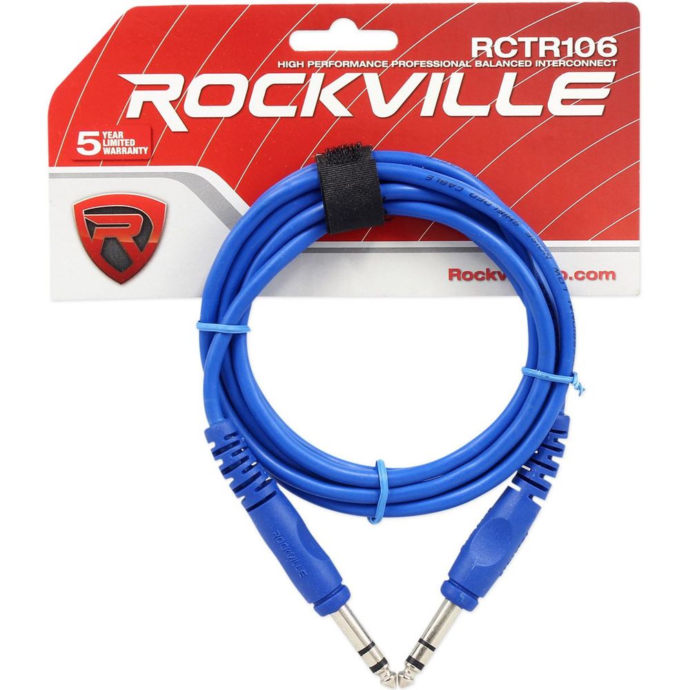 4 RCTR106 6' 1/4" TRS to 1/4" TRS Cable 100% Copper (2 Red and 2 Blue)