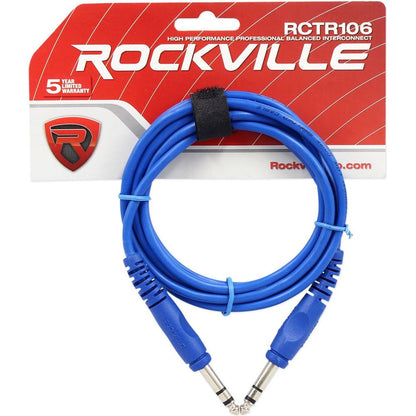 4 RCTR106 6' 1/4" TRS to 1/4" TRS Cable 100% Copper (2 Red and 2 Blue)