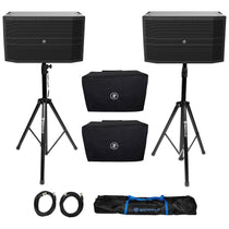 (2) DRM12A 2000W 12in Powered DJ PA Speaker Bundle with Covers & Stands