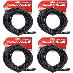 4 Rockville RCXFM50P-B Black 50' Female to Male REAN XLR Mic Cable 100% Copper