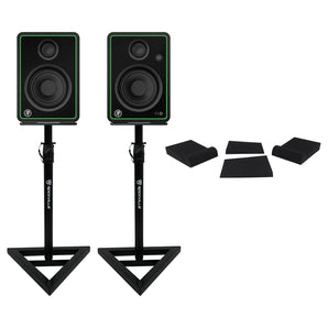 2) Mackie CR4-X 4" Reference Multimedia Studio Monitor Speakers+Stands+Foam Pads