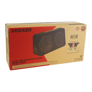 Kicker 48TCWRT102 10" Slim Car Subwoofer+Sub Box w/Passive Radiator+Amp+Wire Kit