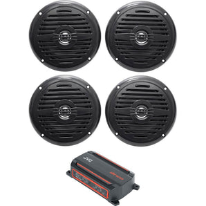 JVC KS-DR2004D 600w 4-Channel Marine Amplifier ATV/UTV Amp+(4) 5.25" Speakers