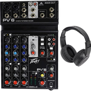 Peavey PV6 PV 6 Pro Audio Mixer w/ 2 Mic In, USB, Compressor/Effects+Headphones