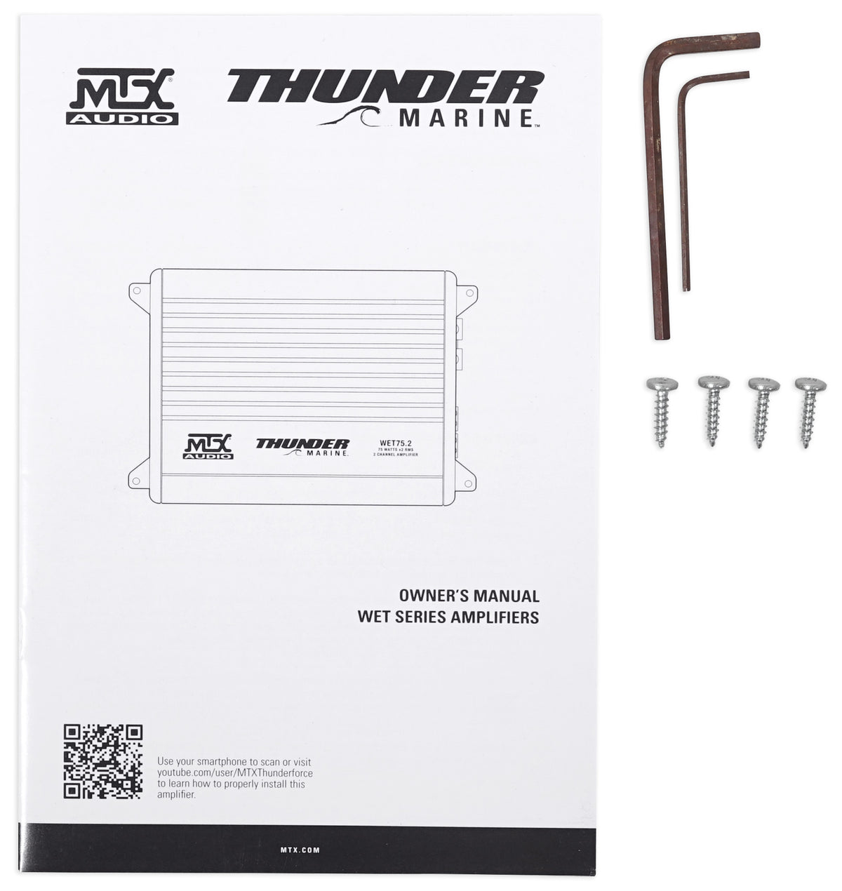 45KMTC65W 6.5" LED Tower Speakers + WET75.2 Amplifier + RMWK8 Wire Kit
