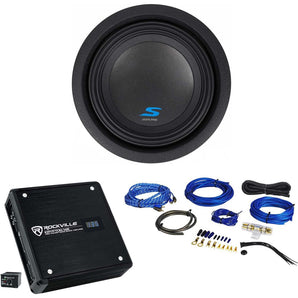 ALPINE S-W8D2 8" 900 Watt Car Audio Subwoofer DVC Sub+Mono Amplifier+Amp Kit