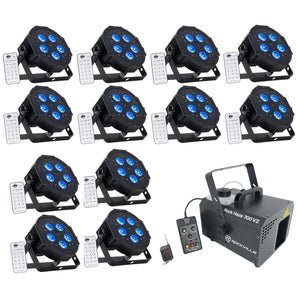 (12) American DJ ADJ MEGA HEX PAR Can RGBWA+UV Slim LED Wash Lights+Haze Machine