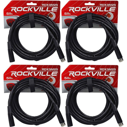 4 Chauvet DMX3P25FT 25 Foot DMX Lighting 3 Pin XLR Female to Male DMX Cables
