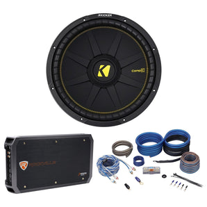 Kicker 44CWCS154 CompC 15" 1200 Watt Car Subwoofer+Hifonics Amplifier+Amp Kit