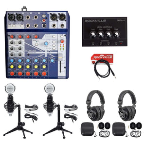2) Person Gaming Twitch Stream Bundle Soundcraft Mixer+Headphones+Mic+Desk Stand