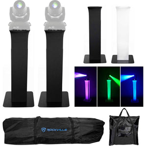 2 Totem Stands+Black+White Scrims For 2 Chauvet Intimidator Spot 455Z IRC Lights