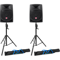 (2) RPG12 12" Powered 800W DJ PA Speakers+Crank-Up Speaker Stands