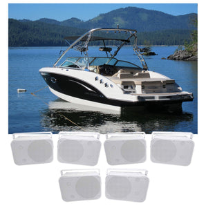 (6) Rockville HP65S-8 6.5" Marine Box Speakers with Swivel Bracket For Boats