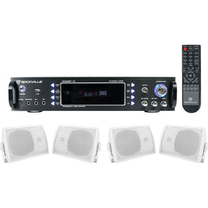 Rockville 1000 w Home Theater Bluetooth Receiver+(4) Speakers w/Swivel Brackets