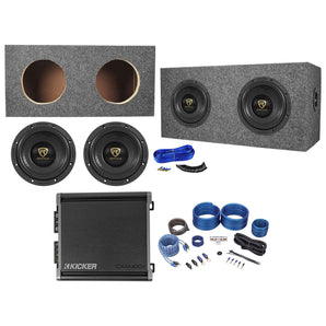 (2) Rockville W65K9D4 6.5" 1000w Subwoofers+Sealed Box+Kicker Amplifier+Amp Kit