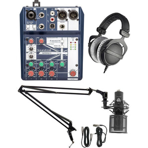 Podcasting Podcast Kit w/Soundcraft Mixer+Beyerdynamic Headphones+Mic+Boom Arm