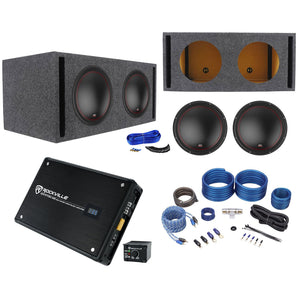 (2) MTX 5512-44 12" 1600w Car Subwoofers+Sealed Sub Box+Mono Amplifier+Amp Kit