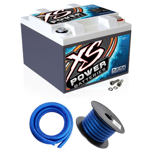 XS Power D925 2000 Amp Car Audio Battery+Terminal Hardware+Power/Ground Wires