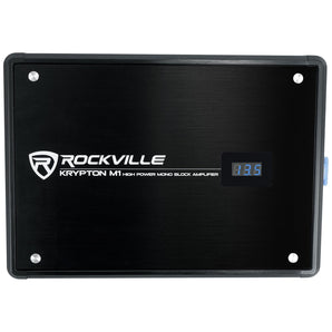 Rockville Krypton-M1 2000w Peak/500w RMS Mono 1 Ohm Car Amplifier Amp+Remote