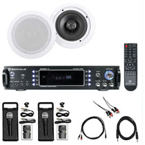 1000w Karaoke Bluetooth Amp/Mixer+(2) Ceiling Speakers+(2) Microphones