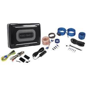 Kenwood KSC-SW11 150 Watt Compact/Slim Powered Subwoofer w/ Bass Remote+Wire Kit