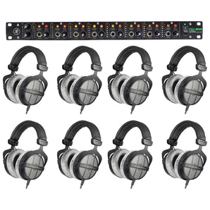 (8) Beyerdynamic DT-990-PRO-250 Studio Tracking Headphones+Mackie Headphone Amp